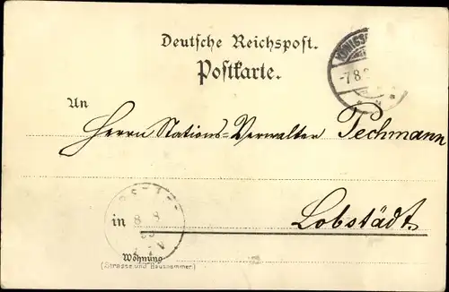 Litho Königsbrück in der Oberlausitz, Rathaus, Totalansicht