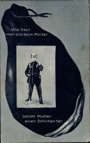 Passepartout Ak Soldat in Uniform, Schinken