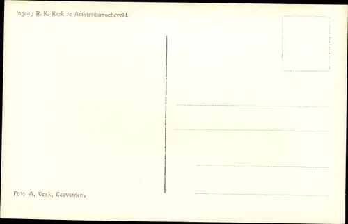 Ak Amsterdamscheveld Erica Drenthe Niederlande, Ingang R. K. Kerk, Kirche