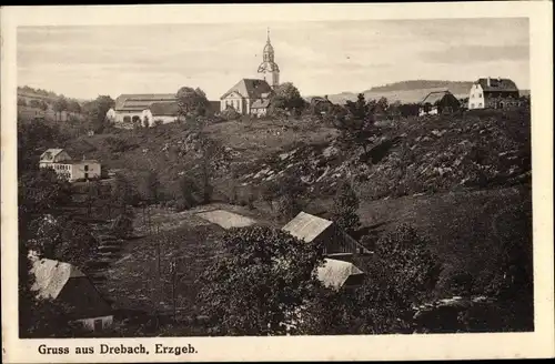 Ak Drebach im Erzgebirge, Blick auf den Ort