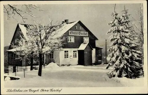 Ak Schellerhau Altenberg Osterzgebirge, Oberer Gasthof, Winter