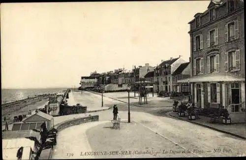 Ak Langrune sur Mer Calvados, La Digue et la Plage