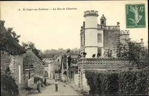 Ak Saint Leger en Yvelines, La Rue de Chartres