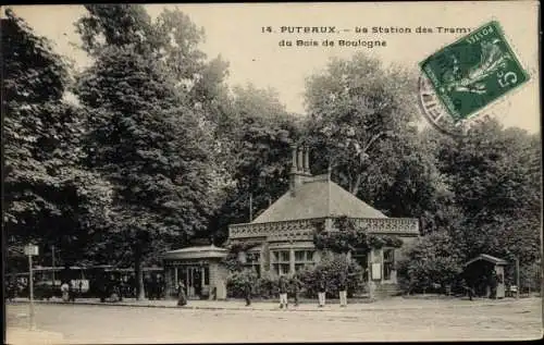 Ak Puteaux Hauts de Seine, Station des Tramways du Bois de Boulogne