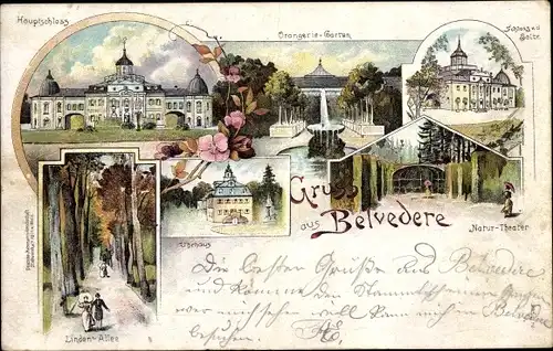 Litho Weimar in Thüringen, Belvedere, Orangerie, Schloss, Naturtheater