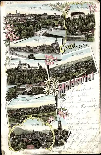 Litho Lunzenau in Sachsen, Muldental, Wolkenburg, Penig, Rochsburg, Waldenburg