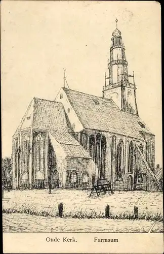 Künstler Ak Farmsum Delfzijl Groningen Niederlande, Kirche, Oude Kerk