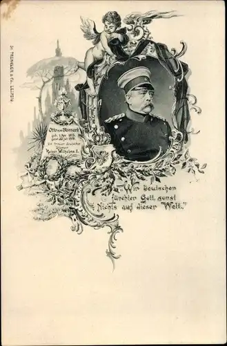 Passepartout Ak Fürst Otto von Bismarck, Portrait, Engel