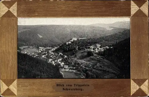 Passepartout Ak Schwarzburg im Schwarzatal Thüringen, Gesamtansicht, Trippstein