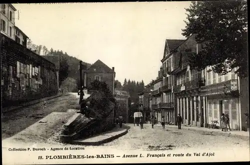 Ak Plombières les Bains Vosges, Avenue L Francais et route du Val d'Ajol