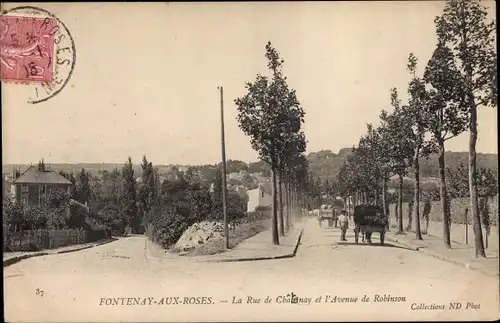 Ak Fontenay aux Roses Hauts de Seine, La Rue de Chabenay et l'Avenue de Robinson