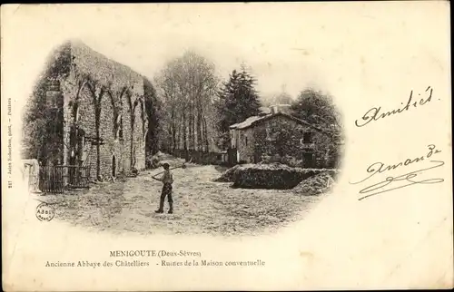 Ak Menigoute Deux Sèvres, Ancienne Abbaye des Chatelliers, Ruines de la Maison conventuelle