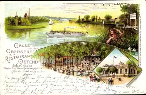 Litho Berlin Treptow Niederschöneweide, Oberspree, Restaurant Ostend