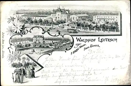 Litho Leutzsch Barneck Leipzig in Sachsen, Waldhof, Straßenbahn