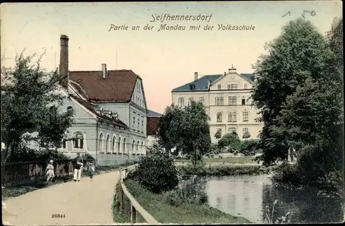 Ak Seifhennersdorf Görlitz Sachsen, Mandaupartie, Volksschule