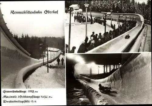 Ak Oberhof im Thüringer Wald, Rennschlittenbahn