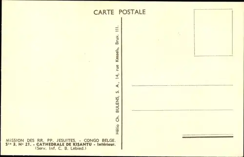 Ak Congo-Belge DR Kongo Zaire, Cathedrale de Kisantu, Interieur