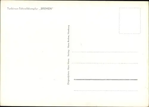 Ak Dampfer Bremen, Norddeutscher Lloyd Bremen, Turbinenschnelldampfer