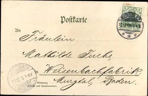 Litho Waldandacht, Waldpartie, Reh, Kitsch