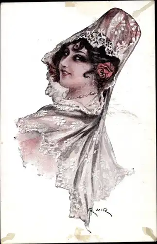 Künstler Ak Frau in spanischer Tracht, Frauenportrait
