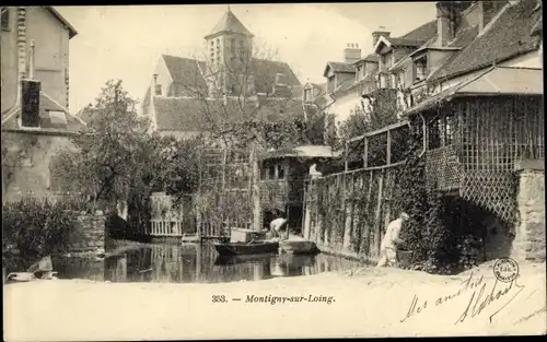 Ak Montigny sur Loing Seine et Marne, Teilansicht, Kirche