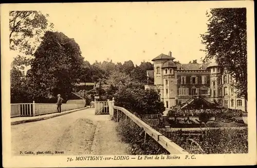 Ak Montigny sur Loing Seine et Marne, Le Pont de la Rivière