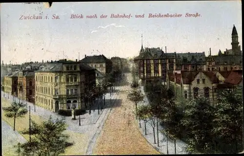 Ak Zwickau in Sachsen, Blick nach der Bahnhof-und Reichenberger Straße