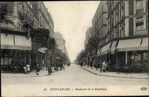 Ak Noisy-le-Sec Seine Saint Denis, Boulevard de la Republique