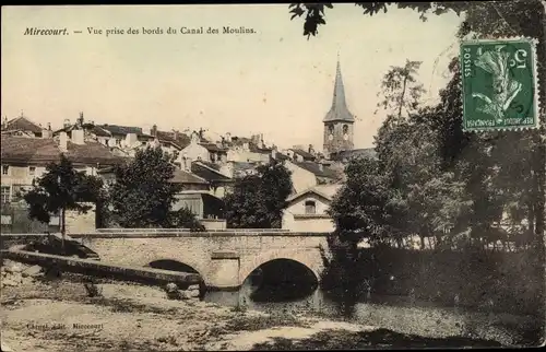 Ak Mirecourt Vosges, Vue prise des bords du Canal des Moulins