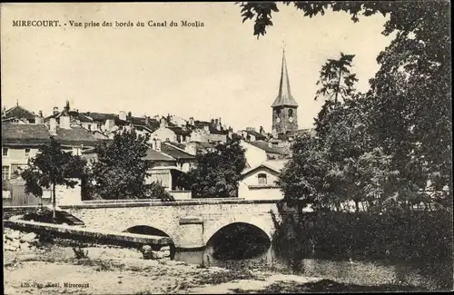 Ak Mirecourt Vosges, Vue prise des bords du Canal du Moulin