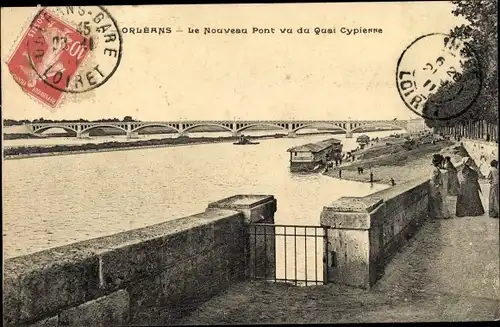Ak Orléans Loiret, Le Nouveau Pont vu du Quai Cypierne
