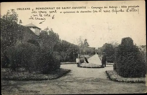 Ak Orléans Loiret, Pansionnat de Saint Euverte, Campagne des Aubrais