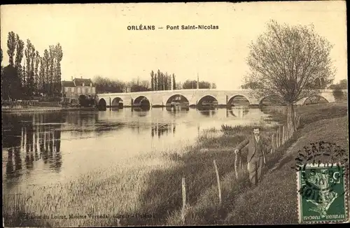 Ak Orléans Loiret, Pont Saint Nicolas