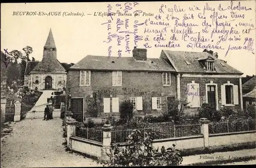 Ak Beuvron en Auge Calvados, L'Eglise Bureau des Postes