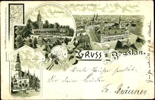 Litho Wrocław Breslau Schlesien, Liebichshöhe, Totalansicht