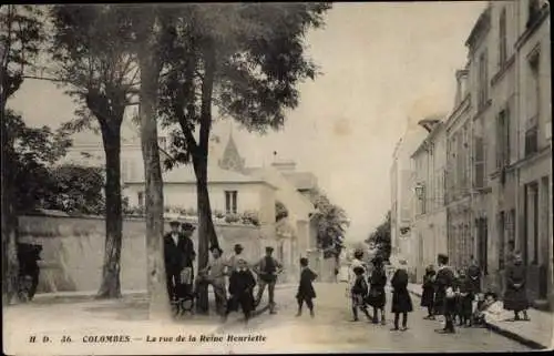 Ak Colombes Hauts de Seine, La rue de la Reine Henriette