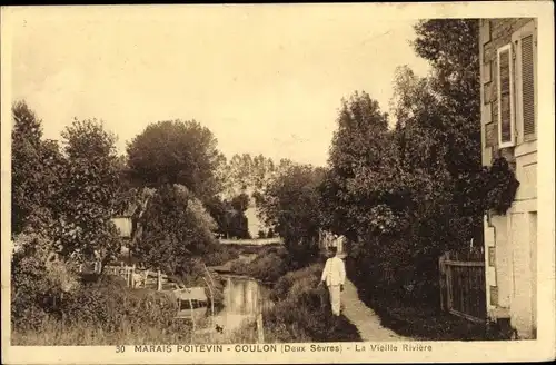 Ak Coulon Deux Sèvres, Le Marais poitevin, La Vieille Riviere