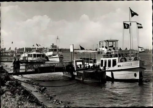 Ak Zons Dormagen Niederrhein, Bootsanlegestellen, Salondampfer Moeve