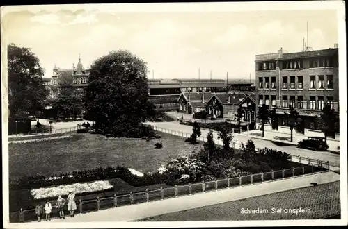 Ak Schiedam Südholland, Stationsplein