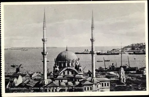 Ak Konstantinopel Istanbul Türkei, L'entree du port et la Mosquee de Tophane