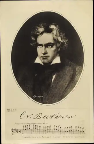 Künstler Ak Komponist Ludwig van Beethoven, Freude schöner Götterfunken, 9. Sinfonie
