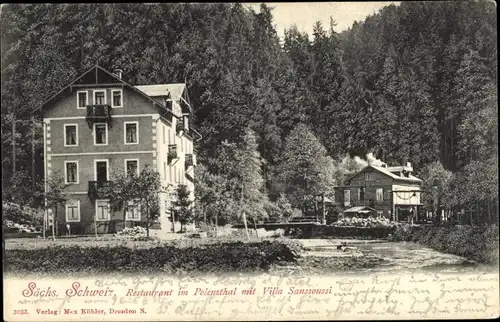 Ak Hohenstein in der Sächsischen Schweiz, Restaurant Polenztal mit Villa Sanssoussi