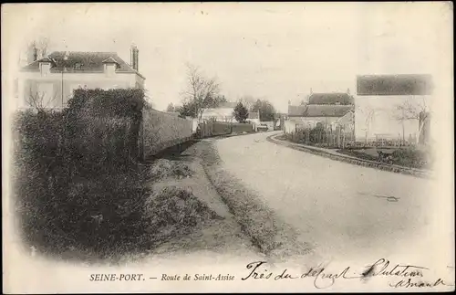 Ak Seine Port Seine et Marne, Rue de Saint Assise