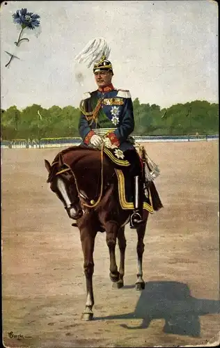 Künstler Ak König Friedrich August III. von Sachsen, Pferd