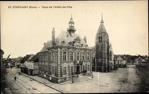 Ak Etrépagny Eure, Place de l'Hotel de Ville