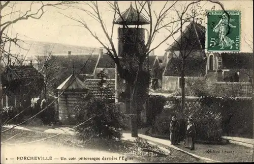 Ak Porcheville Yvelines, Un coin pittoresque deriere l'Eglise