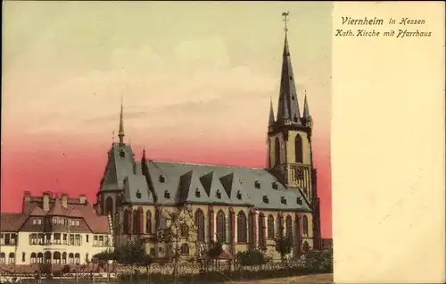 Ak Viernheim Hessen, Kirche, Pfarrhaus