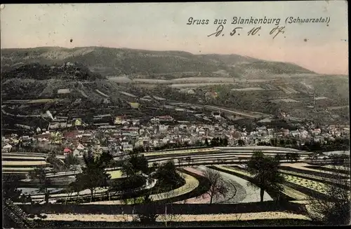 Ak Bad Blankenburg in Thüringen, Blick auf den Ort, Schwarzatal