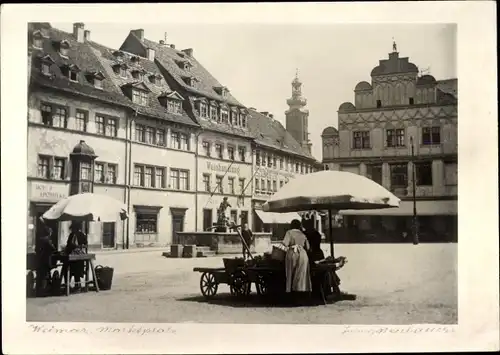 Ak Weimar in Thüringen, Marktplatz, Weinhaus, Rathaus