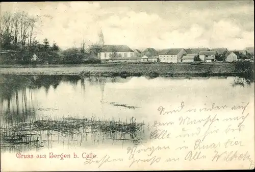 Ak Bergen in der Lüneburger Heide, Teilansicht, Kirche